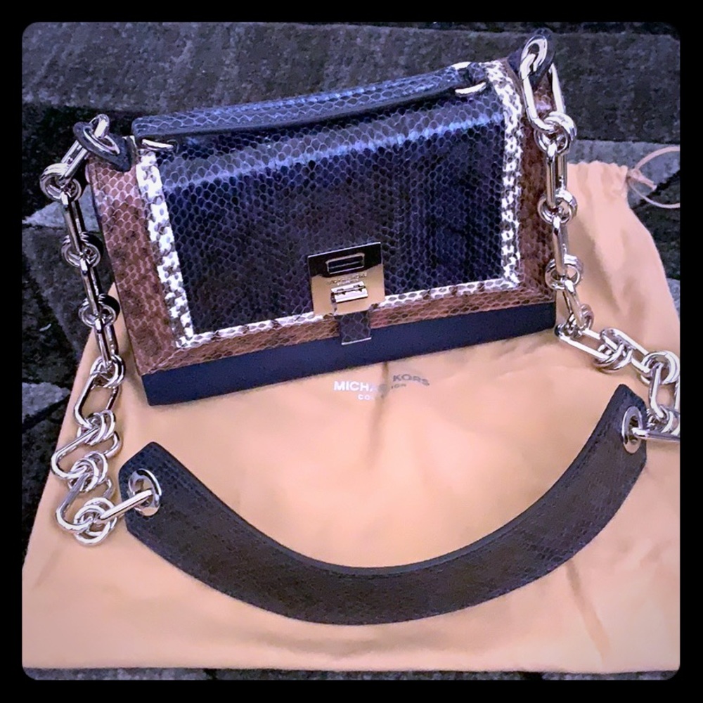 Michael Kors Python and Calf Leather Shoulder Bag